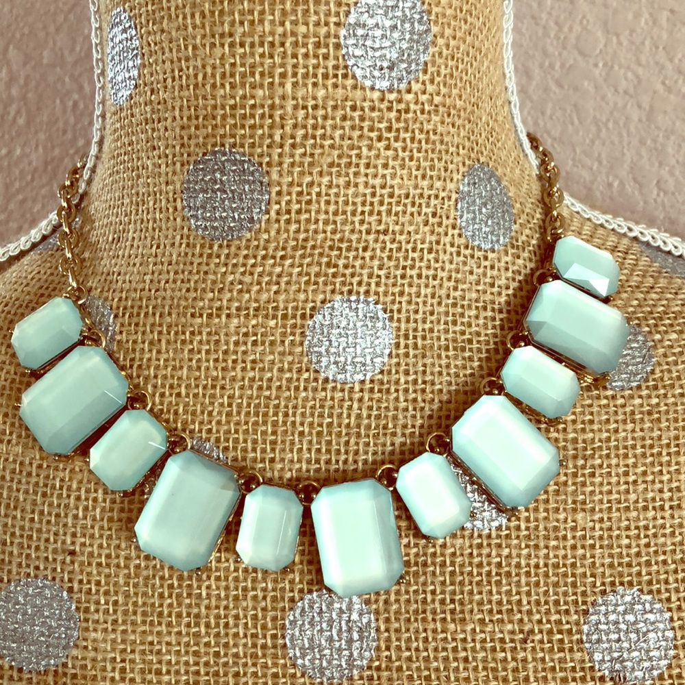 Rhinestone Necklace, tiffany blue hue
